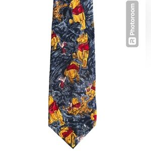 DISNEY Winnie the Pooh Tie Blue/Tan/Red with Pooh, Tigger and Roo